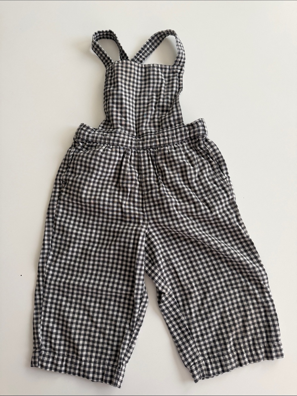 Tea Collection Black and White Gingham Kids Overalls